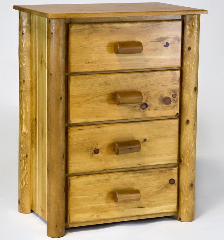 Rustic Pine Wood and Cedar Wood Log FourDrawer Chest