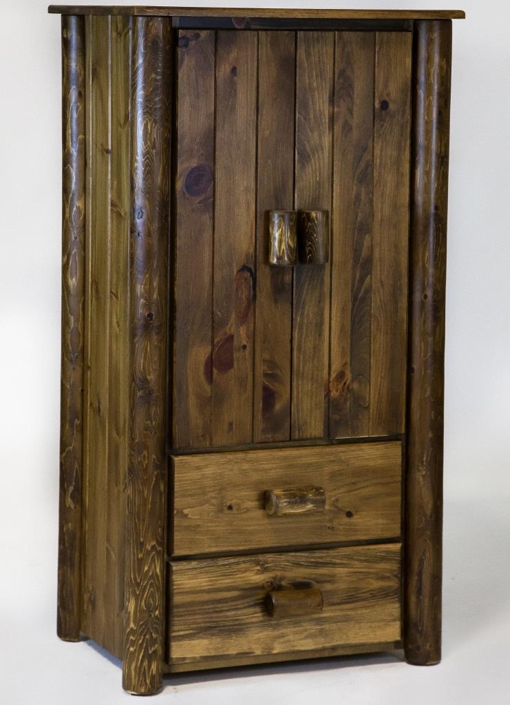 Rustic Pine Wood and Cedar Wood Log Armoire