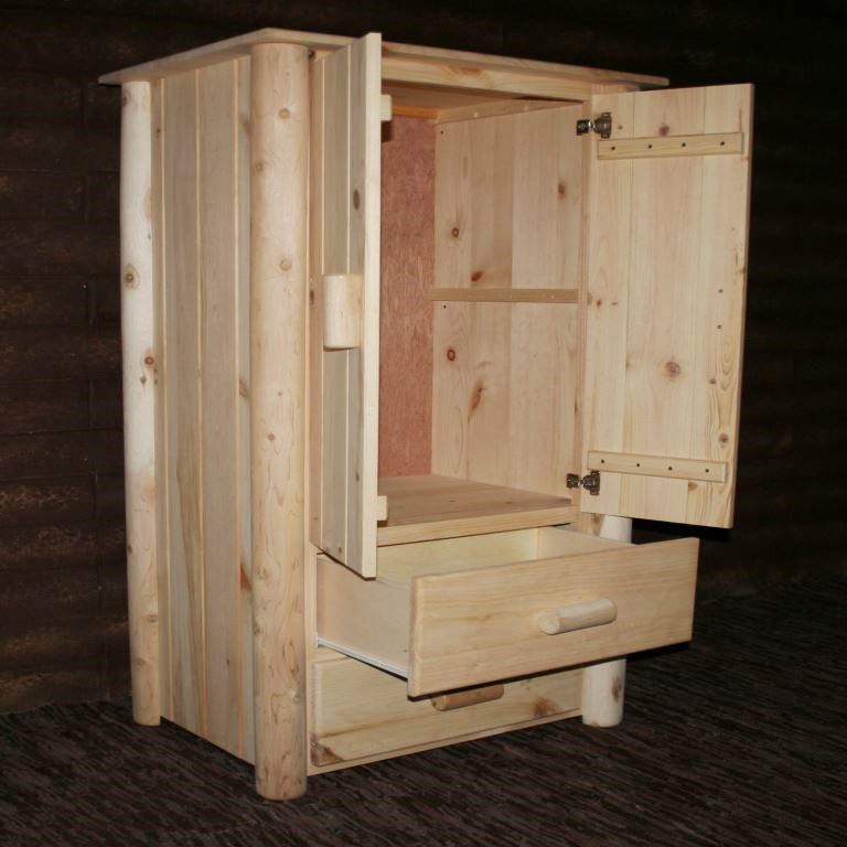 Rustic Pine Wood and Cedar Wood Log Armoire
