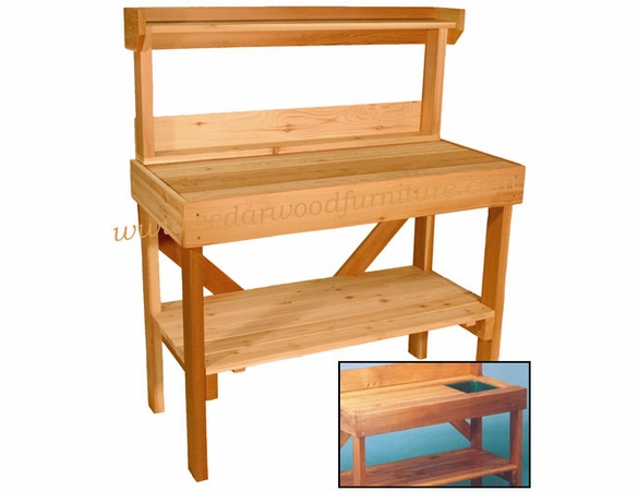 Sturdy Western Red Cedar Wood Potting Table
