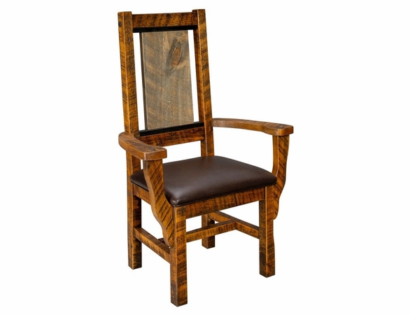 Trailside Timber Arm Dining Chair with Leather Like Seat