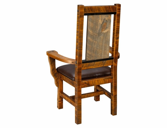 Trailside Timber Arm Dining Chair with Leather Like Seat