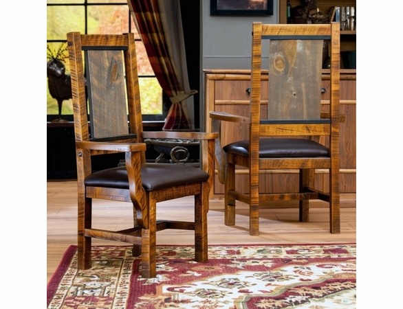 Trailside Timber Arm Dining Chair with Leather Like Seat