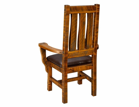 Trailside Timber Comfort Arm Dining Chair with Leather Like Seat