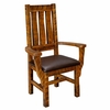 Trailside Timber Comfort Arm Dining Chair with Leather Like Seat