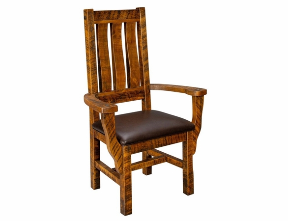 Trailside Timber Comfort Arm Dining Chair with Leather Like Seat