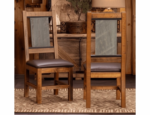 Trailside Timber Dining Chair with Leather Like Seat