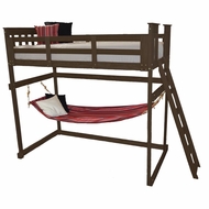 Pine Wood Mission Twin Loft Bed Frame with Hammock