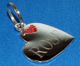 HEART WITH RED CRYSTALS - 2 SIDE ENGRAVE *SPECIAL SALE*