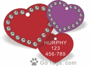 HEARTS & CRYSTALS ENGRAVED PET ID - 2 sizes