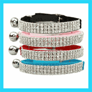 LUXURIOUS CRYSTAL CAT COLLAR - 3 ROWS OF BLING-BLING