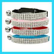 LUXURIOUS CRYSTAL CAT COLLAR - 3 ROWS OF BLING-BLING