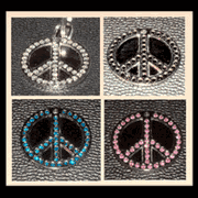 Peace Sign Pet ID Tag with Crystals - Small Size
