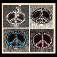 Peace Sign Pet ID Tag with Crystals - Small Size Peace Sign Pet ID Tag with Crystals - Small Size