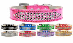 SHIMMER COLLARS WITH 3 ROWS CRYSTALS 1" Wide