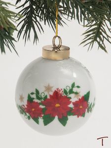 Porcelain Poinsettia Gift Ornament