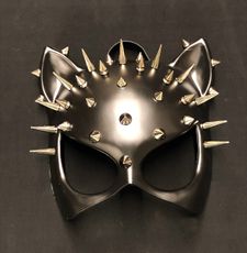 Cat Mask With Spikes Black Bondage Fetish Mask 