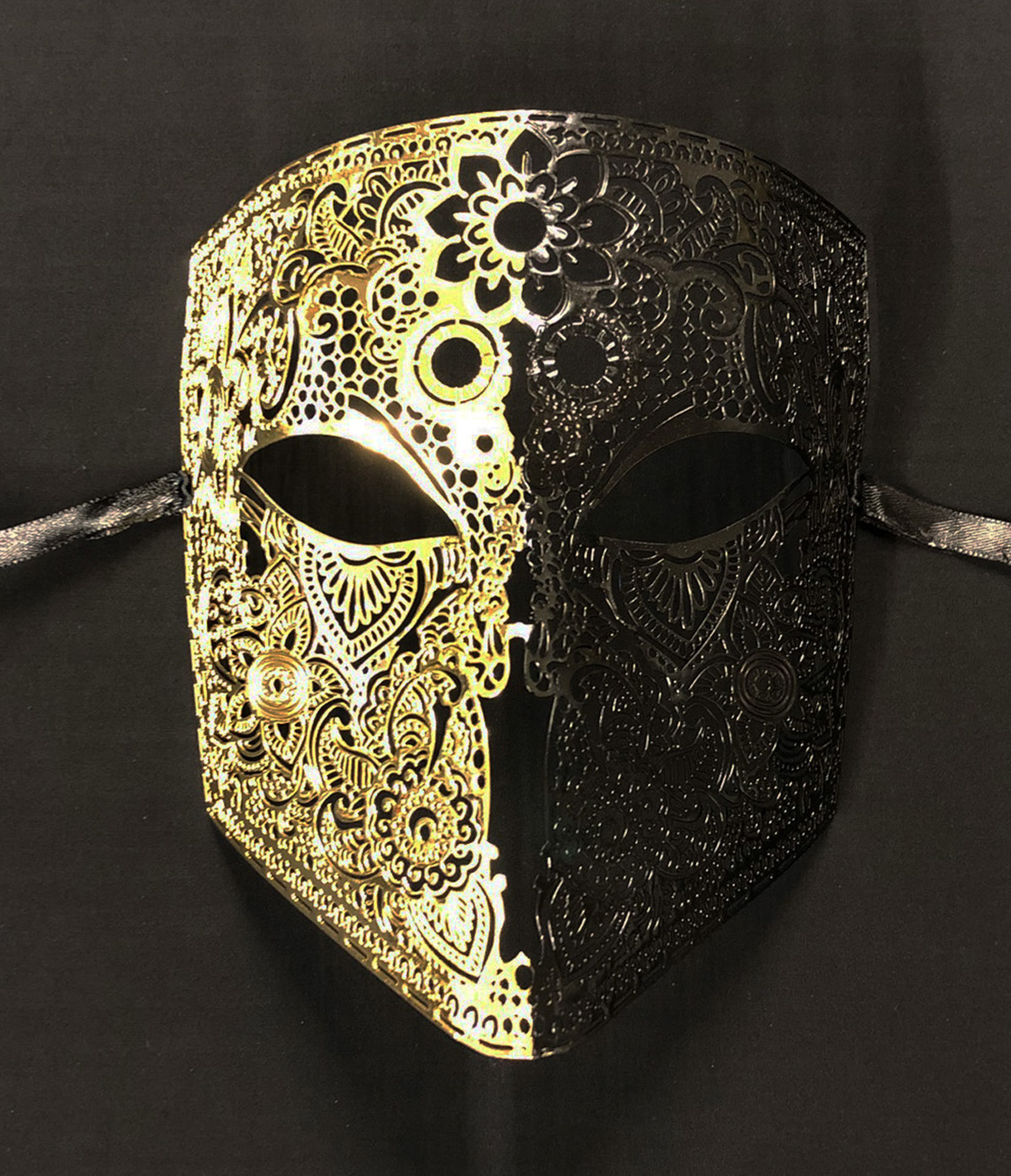 Gold and Black Men's Metal Masquerade Mask - Men's Masquerade Masks