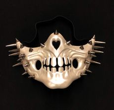 White Skull Jaw Mask With Spikes Burning Man Mask 