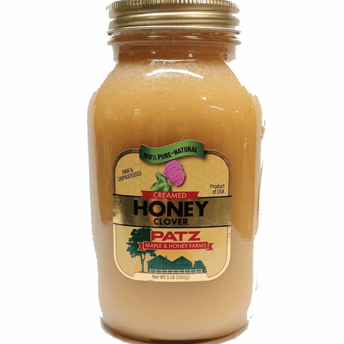 3 lb. Clover Creamed Honey, ALL NATURAL, Glass Jar 