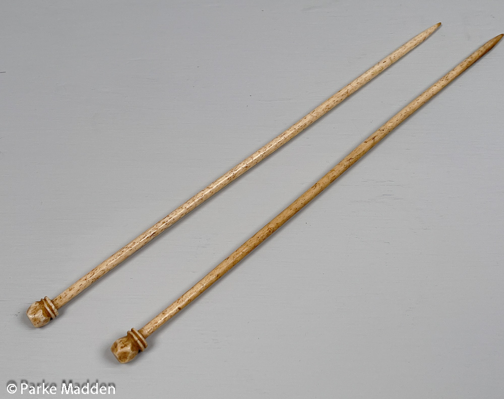 Pair antique whalebone knitting needles