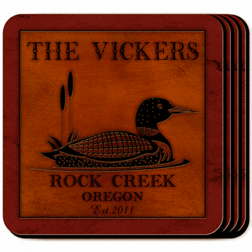 Cabin Series Personalized Coasters - Loon