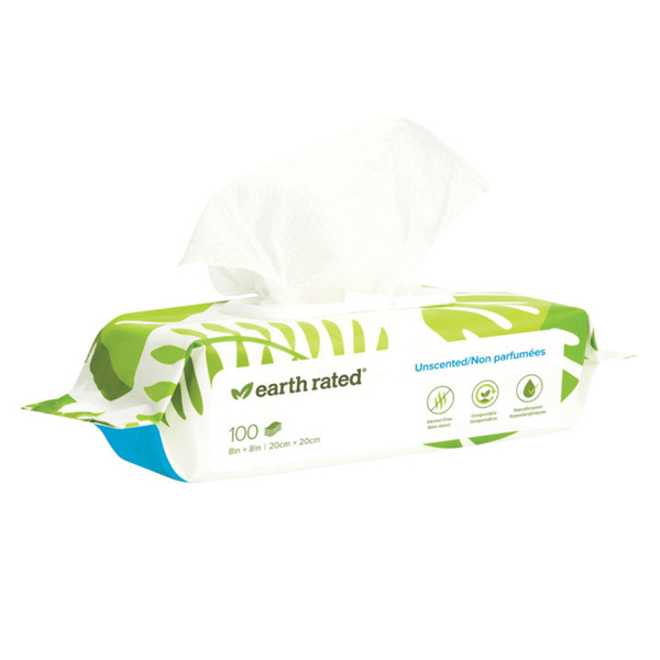 Earth Rated Pet Wipes Unscented 100ct