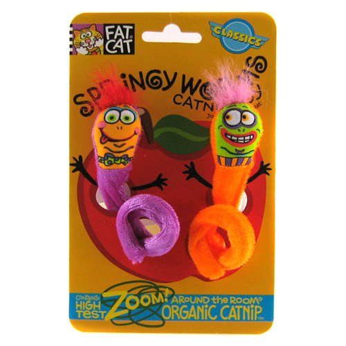 Fat Cat Springy Worms Catnip Toy 2pk