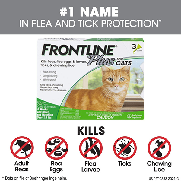 Frontline Plus For Cats Flea & Tick Control 3pk