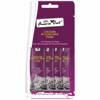 Fussie Cat Puree Cat Treats Chicken in Goat Milk 0.5oz, 4ct