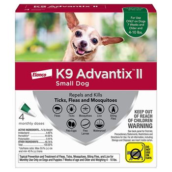 K9 Advantix II Flea & Tick Control for Small Dogs 4-10 lbs, 4pk