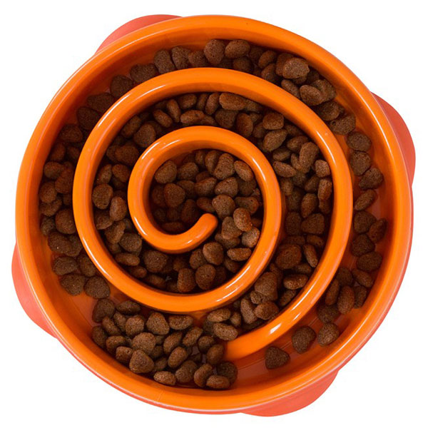 Outward Hound Fun Feeder Slow Feed Dog Bowl Orange Large