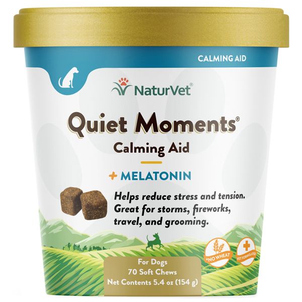 NaturVet Quiet Moments Calming Aid Plus Melatonin Dog Soft Chews 70ct