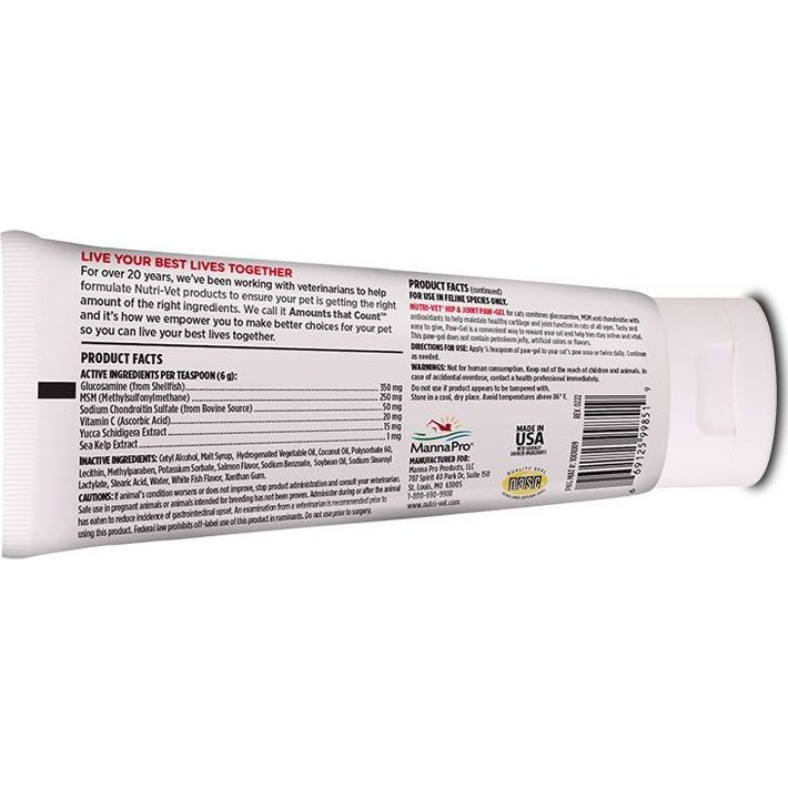 NutriVet Hip & Joint Extra Strength Paw Gel for Cats Salmon 3oz