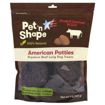 Pet 'n Shape American Patties Beef Lung Dog Treats USA Made 1 lb