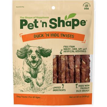 Pet 'n Shape Duck Hide Twists Dog Treats 5", 32oz