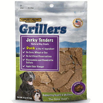Savory Prime Grillers Duck Jerky Tenders Dog Treats 16oz