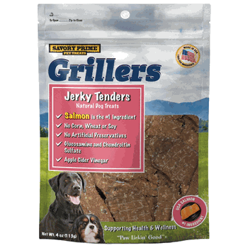 Savory Prime Grillers Salmon Jerky Tenders Dog Treats 16oz