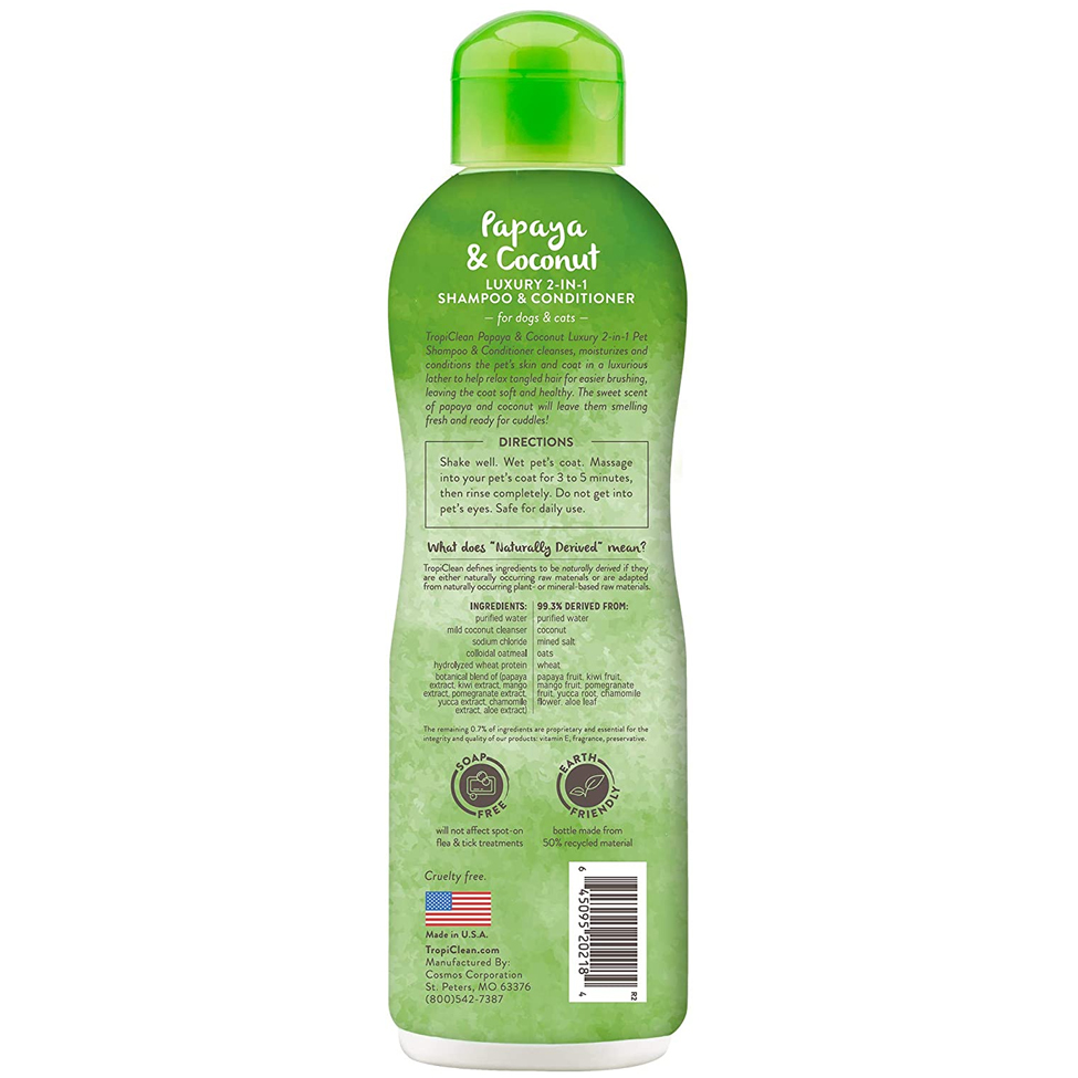 TropiClean 2in1 Papaya & Coconut Pet Shampoo & Conditioner 20oz