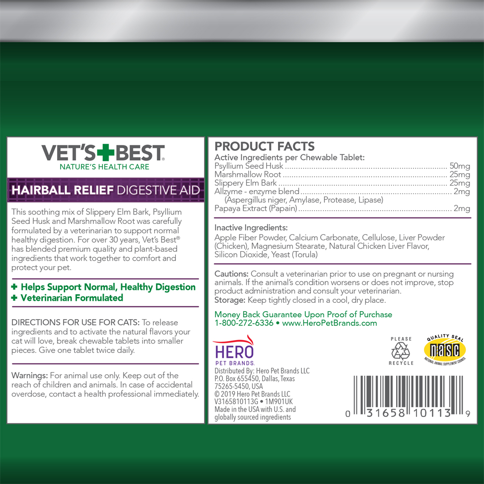 Vet's Best Hairball Relief & Digestive Aid 60 tabs