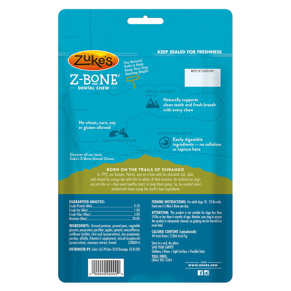 Zuke's ZBones Dental Dog Chews Apple Mini 18ct