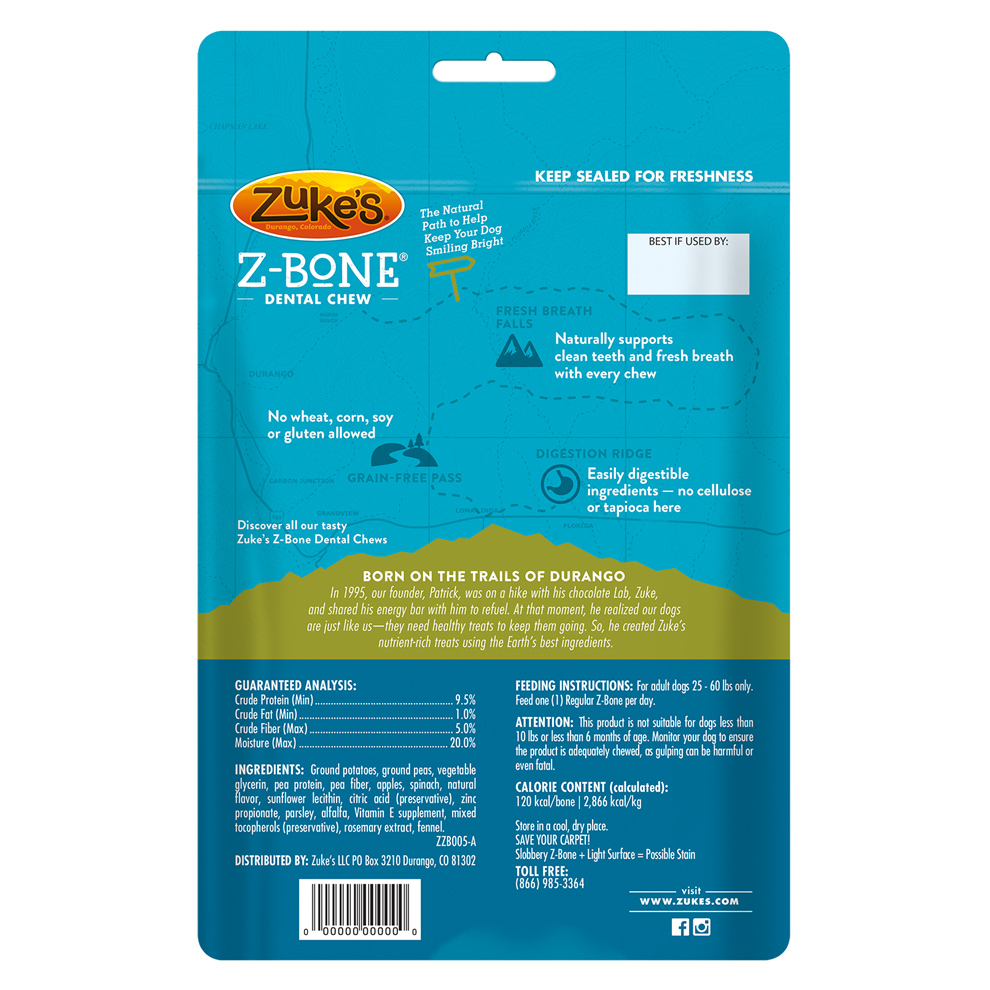 Zuke's ZBones Dental Dog Chews Apple Regular 8ct