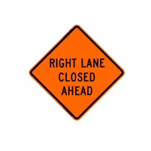 36 inch RIGHT LANE CLOSED AHEAD PREMIUM MESH SIGN
