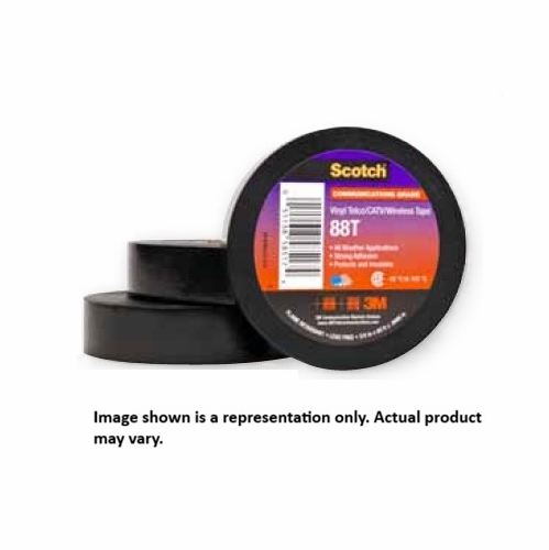 3M 88T TAPE 3/4 inch  x 36 foot  BLACK VINYL TAPE PER ROLL 80611009228