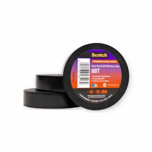 3M 88T Tape 3/4 Inch  X 60 Foot  Black Vinyl Tape Per Roll 80610938187