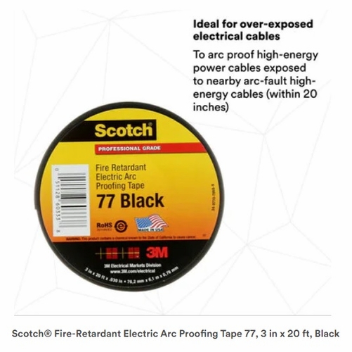3M Scotch 77 3 Inch X20 Foot  Fire Retardent Tape Hc000602306