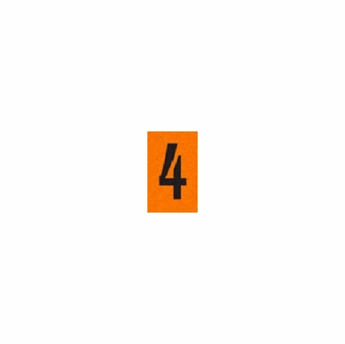 4 BLACK ON ORANGE 1 inch x 1.5 inch PACK OF 25