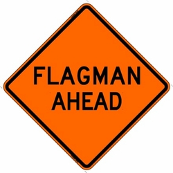 48 inch   inch FLAGMAN AHEAD inch  PREMIUM MESH SIGN RUS