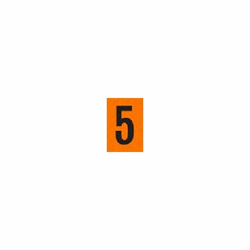 5 BLACK ON ORANGE 1 inch x 1.5 inch PACK OF 25