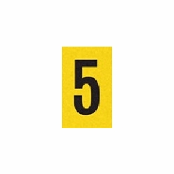 5 REFLECTIVE NUMBER 1 inch x 1.5 inch BLACK ON YELLOW PACK OF 25
